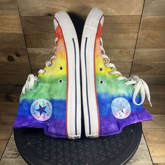 Converse Mens Size 9 Chuck Taylor II All Star Hi Top Sneakers Rainbow Multicolor - Picture 8 of 10